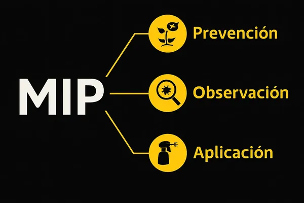 Imagen detallada que explica qué significa MIP mostrando conceptos claves para la protección de cultivos y control de plagas. 