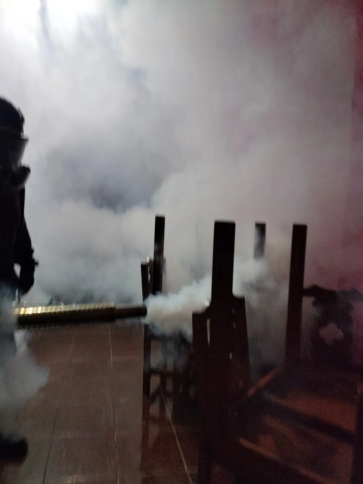 Un técnico de Insectalia lleva a cabo un servicio de sanitización en un restaurante, asegurando un ambiente libre de virus y bacterias.