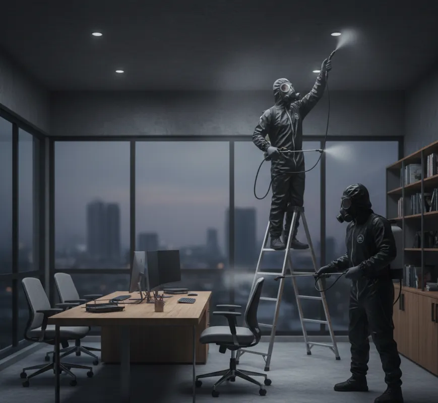 Fumigación con gel en oficinas controla plagas sin olores, protege colaboradores, equipos y continuidad operativa