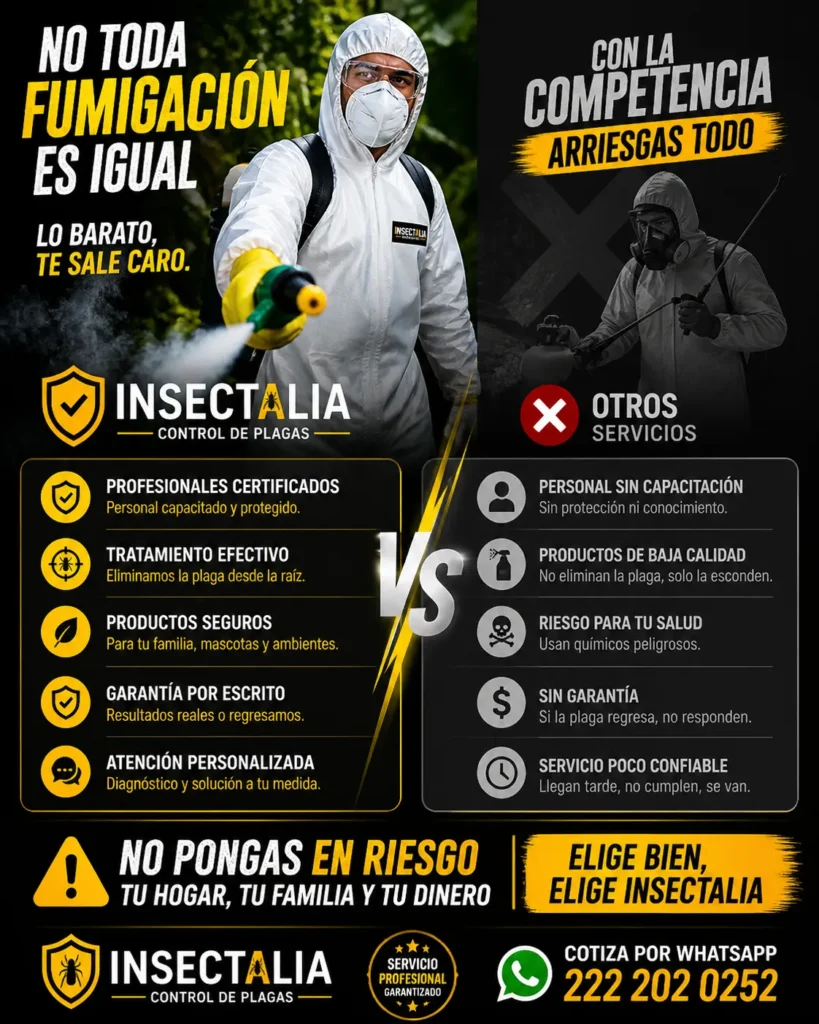 Fumigación profesional vs servicios baratos control de plagas diferencia insectalia