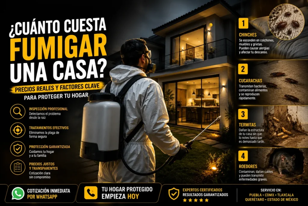 Factores que afectan cuánto cuesta fumigar una casa según el tipo de plaga y nivel de infestación