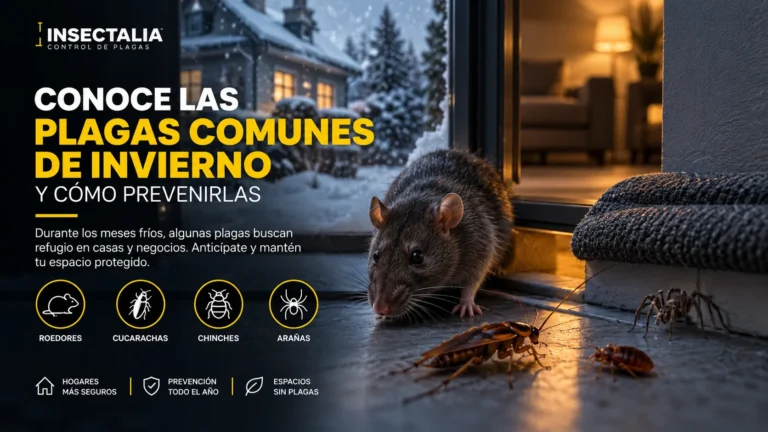Conoce las plagas comunes de invierno como ratas, cucarachas, chinches y arañas dentro de hogares y negocios