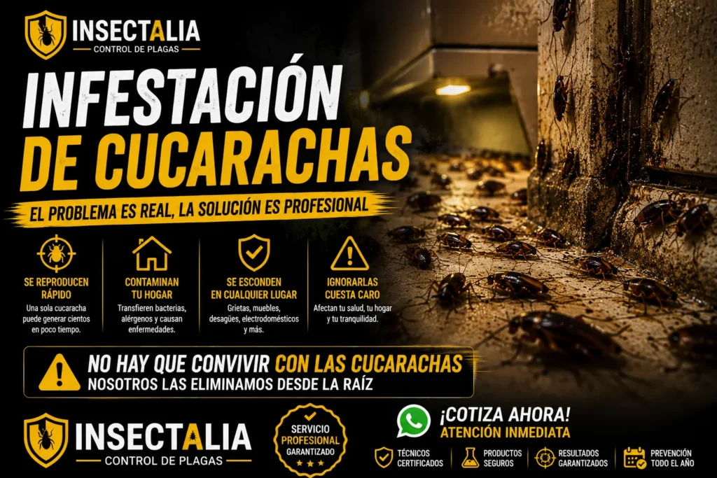 Infestación de cucarachas y como Insectalia puede erradicarlas, contacta hoy mismo