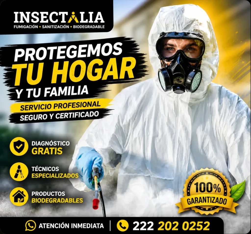 Servicio de fumigación profesional eliminando plagas en zona residencial