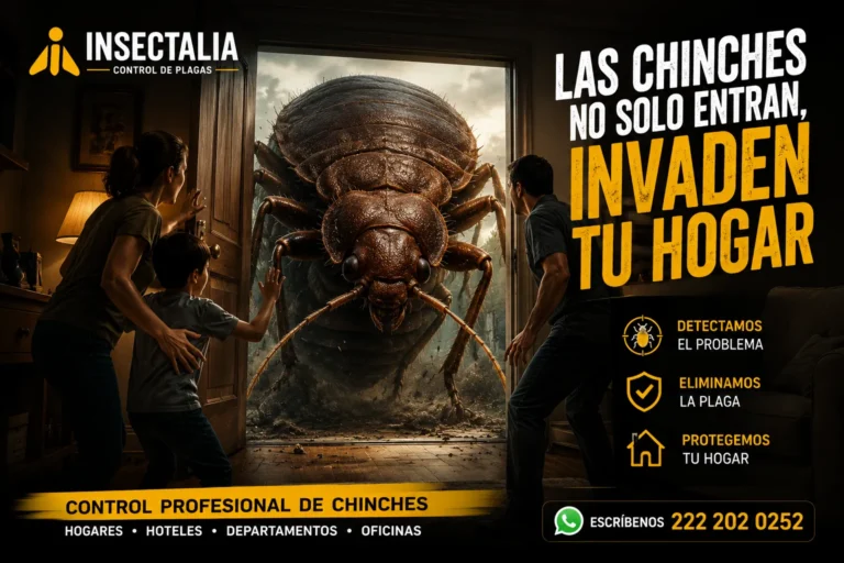 Chinche gigante entrando a una casa representando una infestación de chinches que se reproduce rápidamente