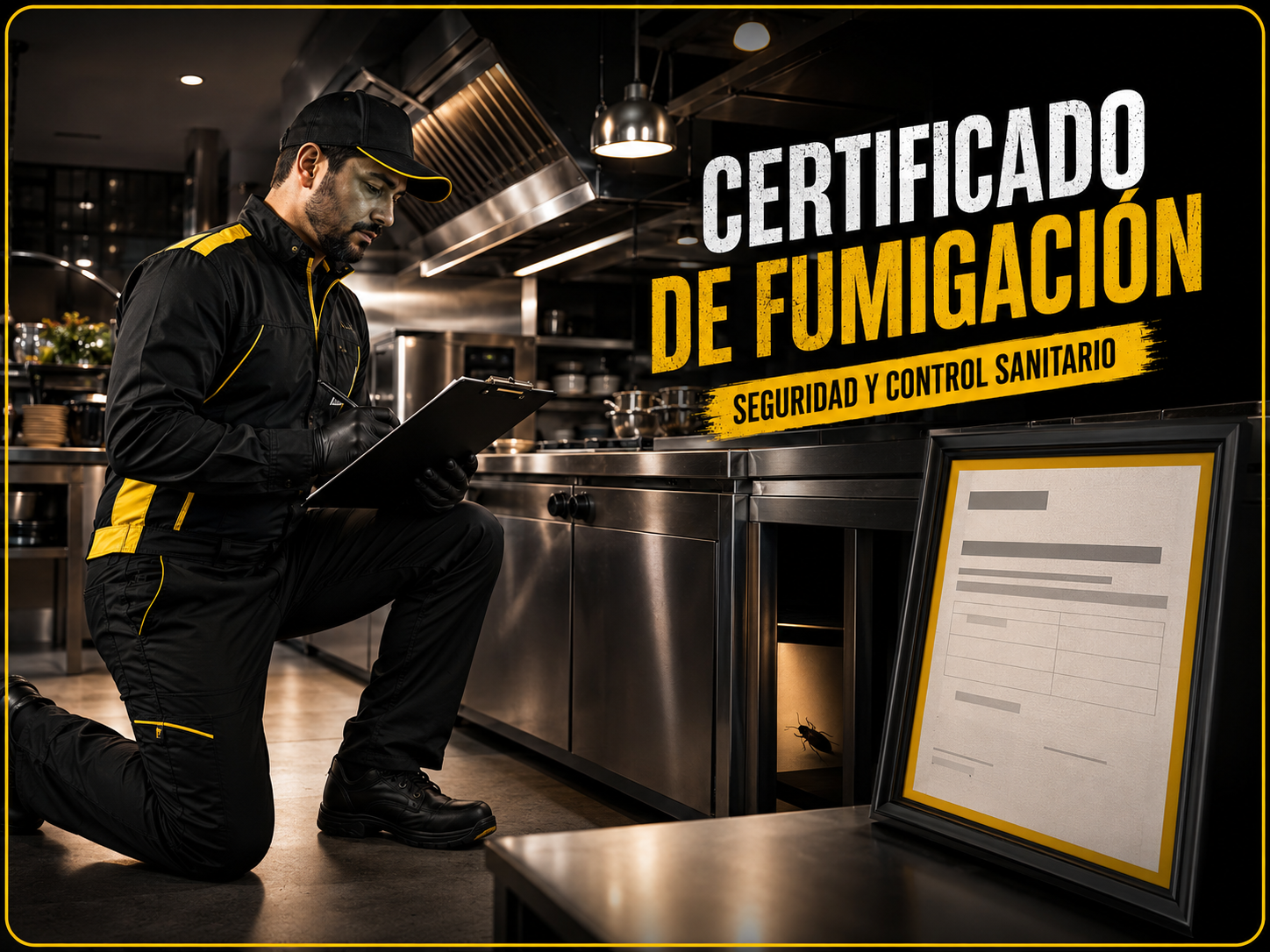 Certificado de fumigación para restaurante y cocina profesional