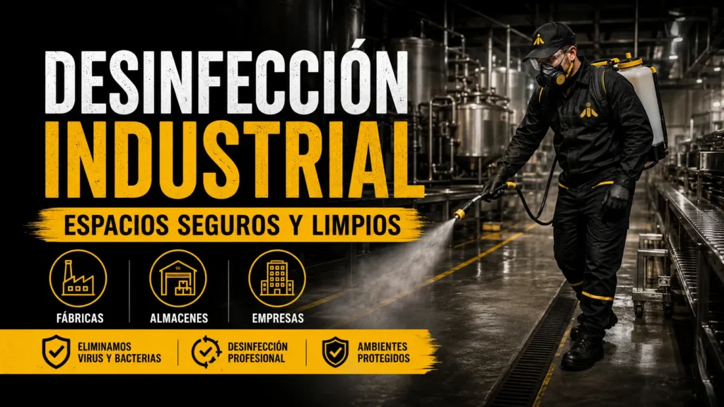 Desinfección industrial profesional en una fábrica