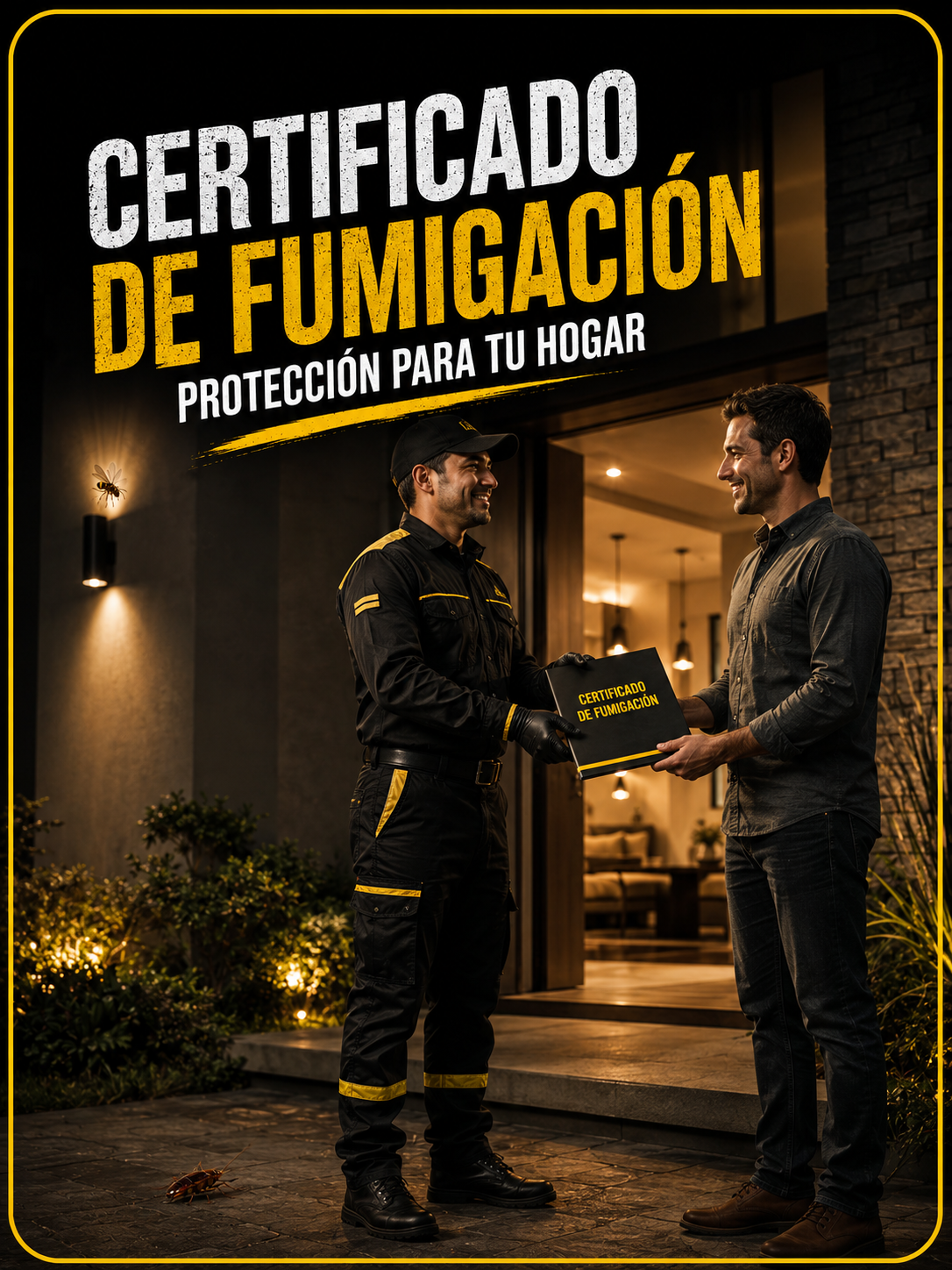 Entrega de certificado de fumigación a propietario de una casa