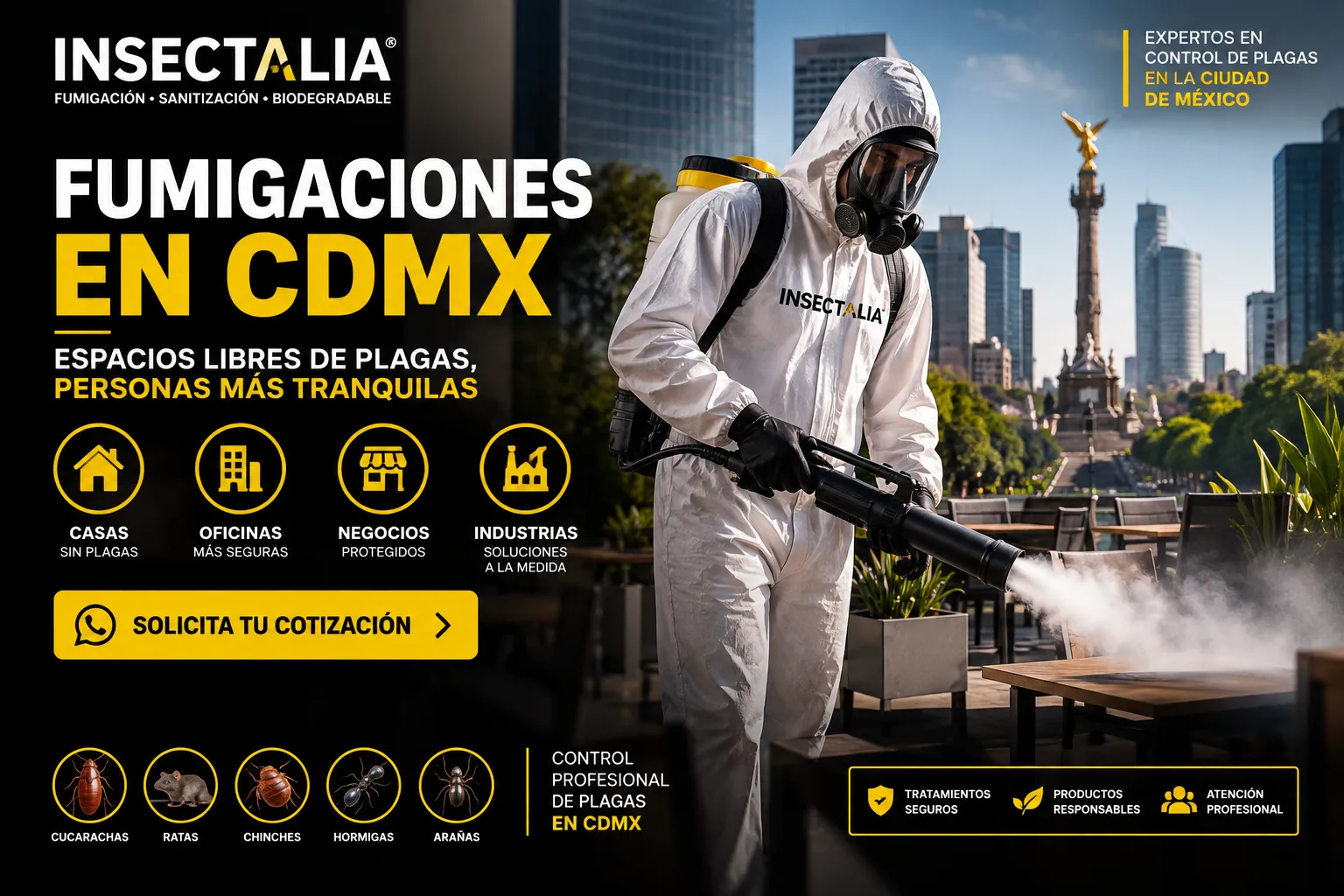 Fumigaciones en CDMX con técnico profesional de control de plagas para hogares, oficinas y negocios