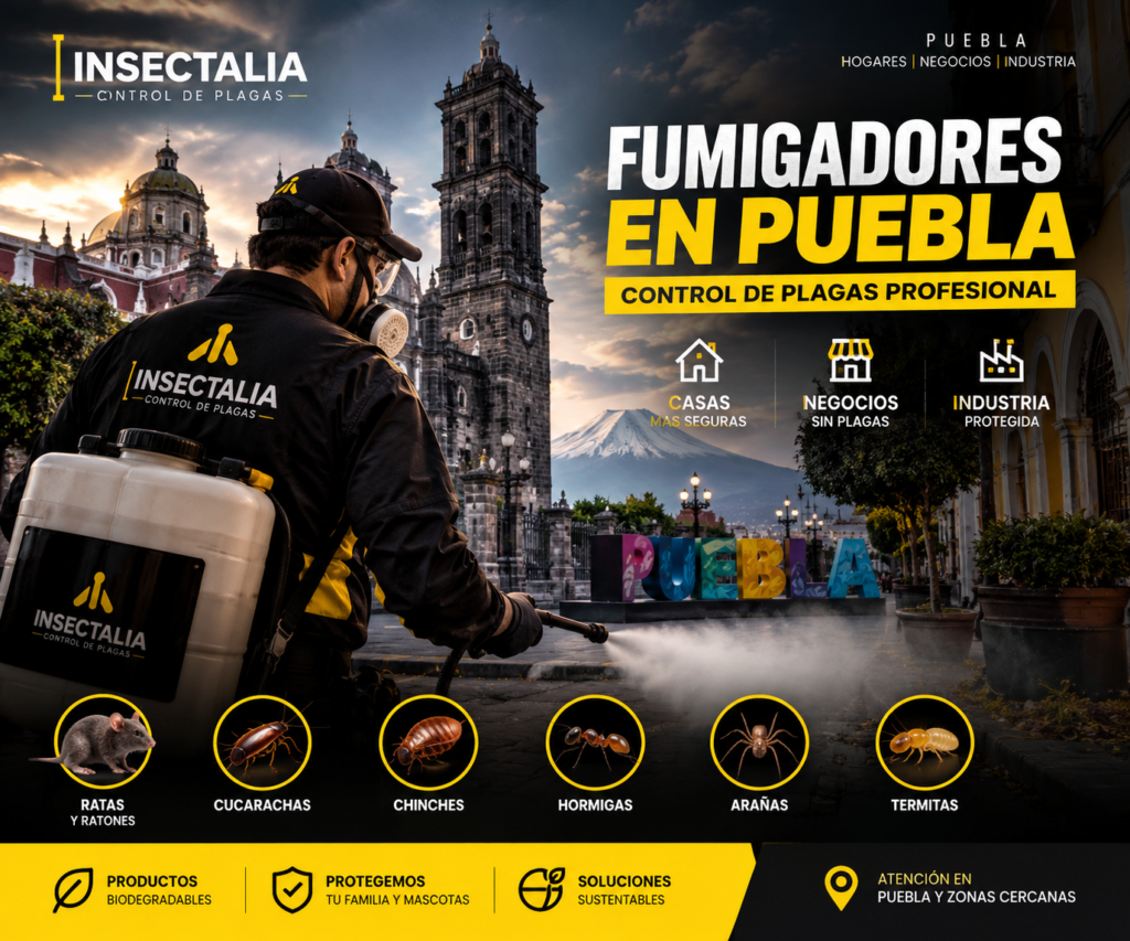 Fumigaciones en Puebla con técnico profesional de control de plagas para casas, negocios e industrias